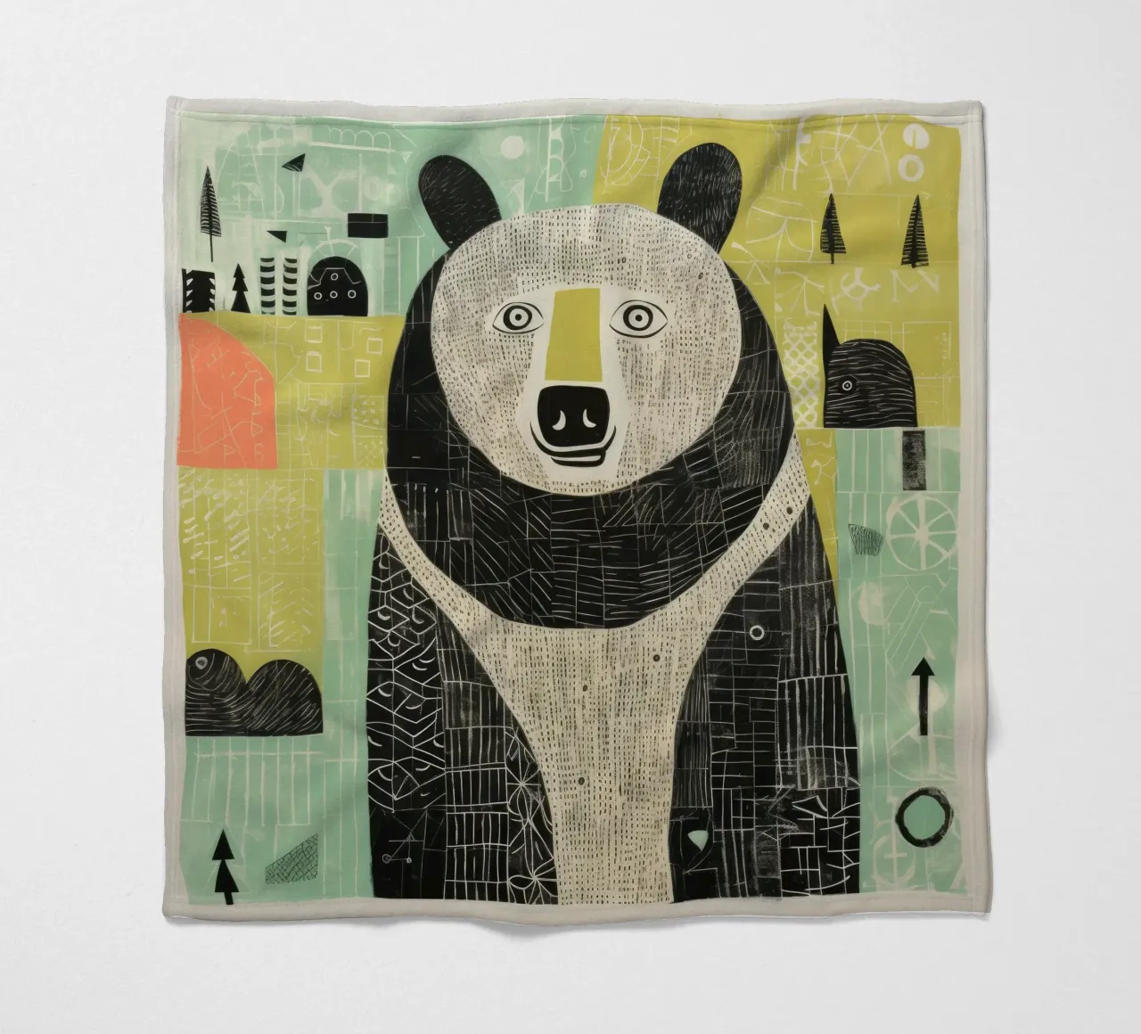 Orso verde 4 coperta in pile da Minimal Animal Art