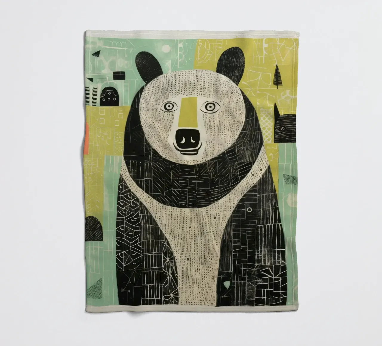 Orso verde 4 coperta in pile da Minimal Animal Art