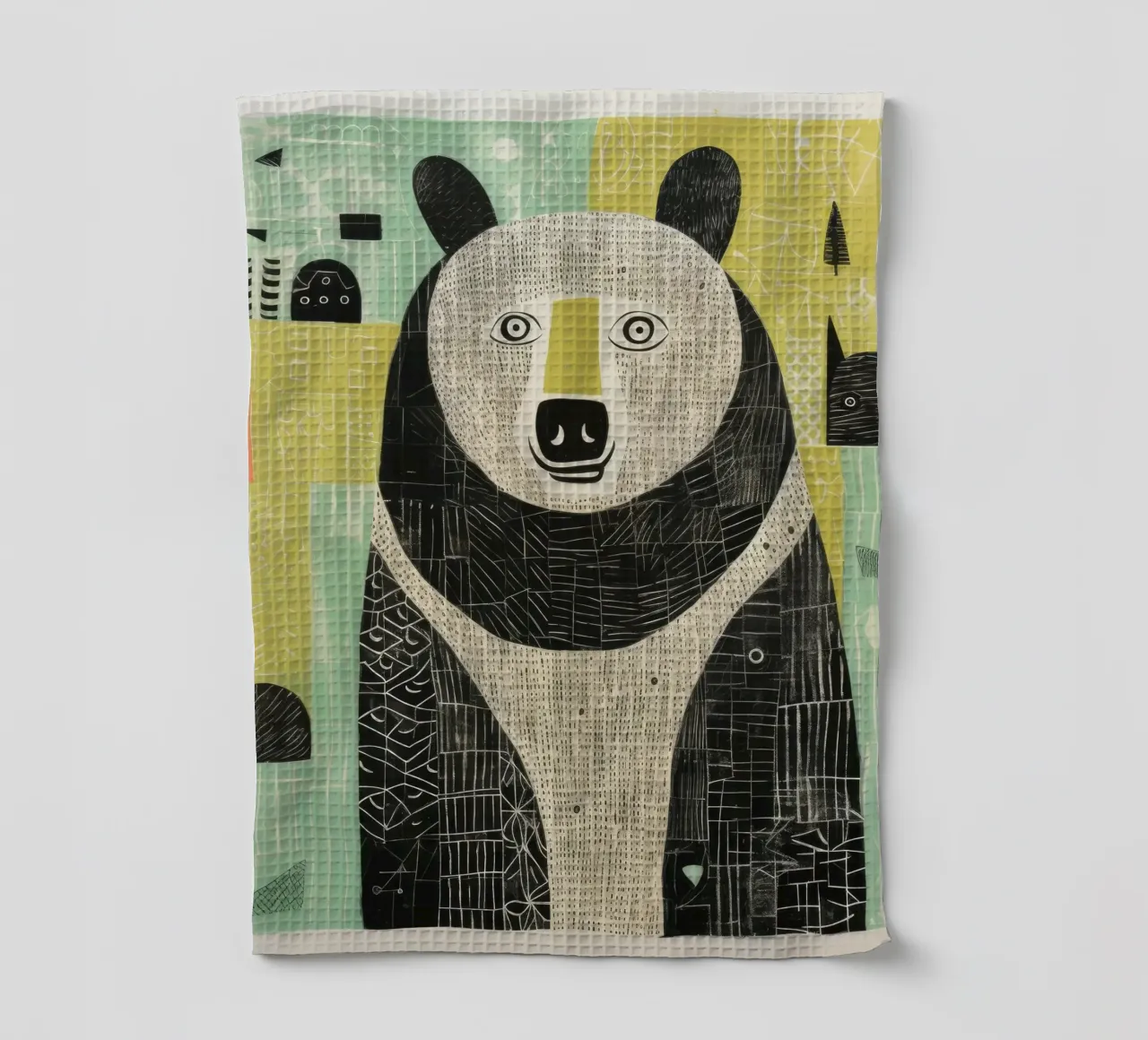 Orso verde 4 canovaccio da cucina da Minimal Animal Art