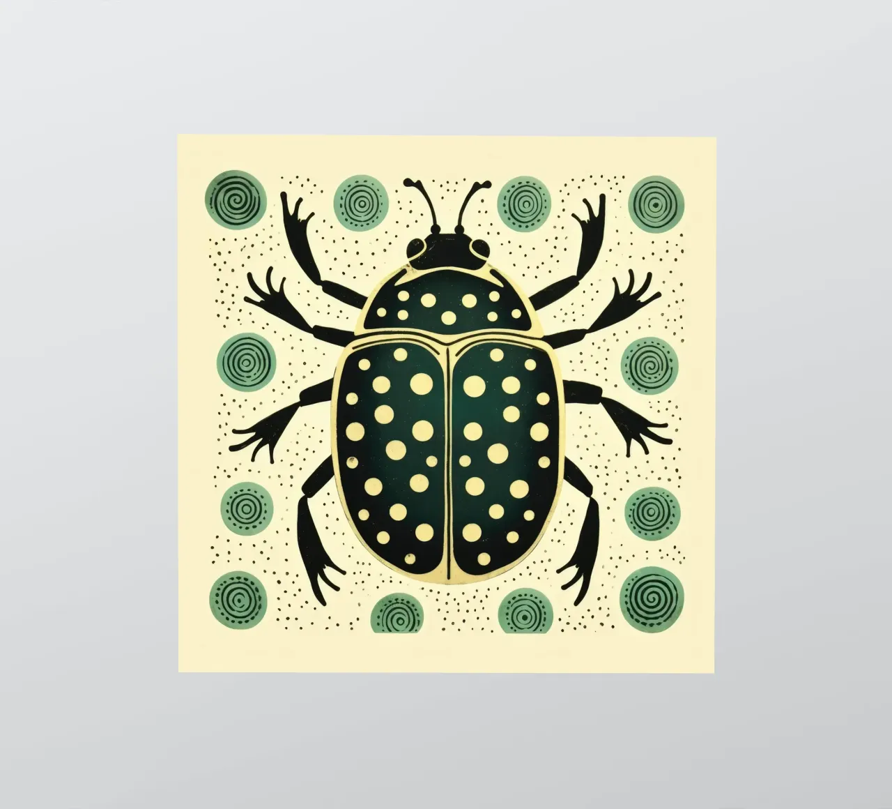 Green Beetle 1 autocollant de Minimal Animal Art
