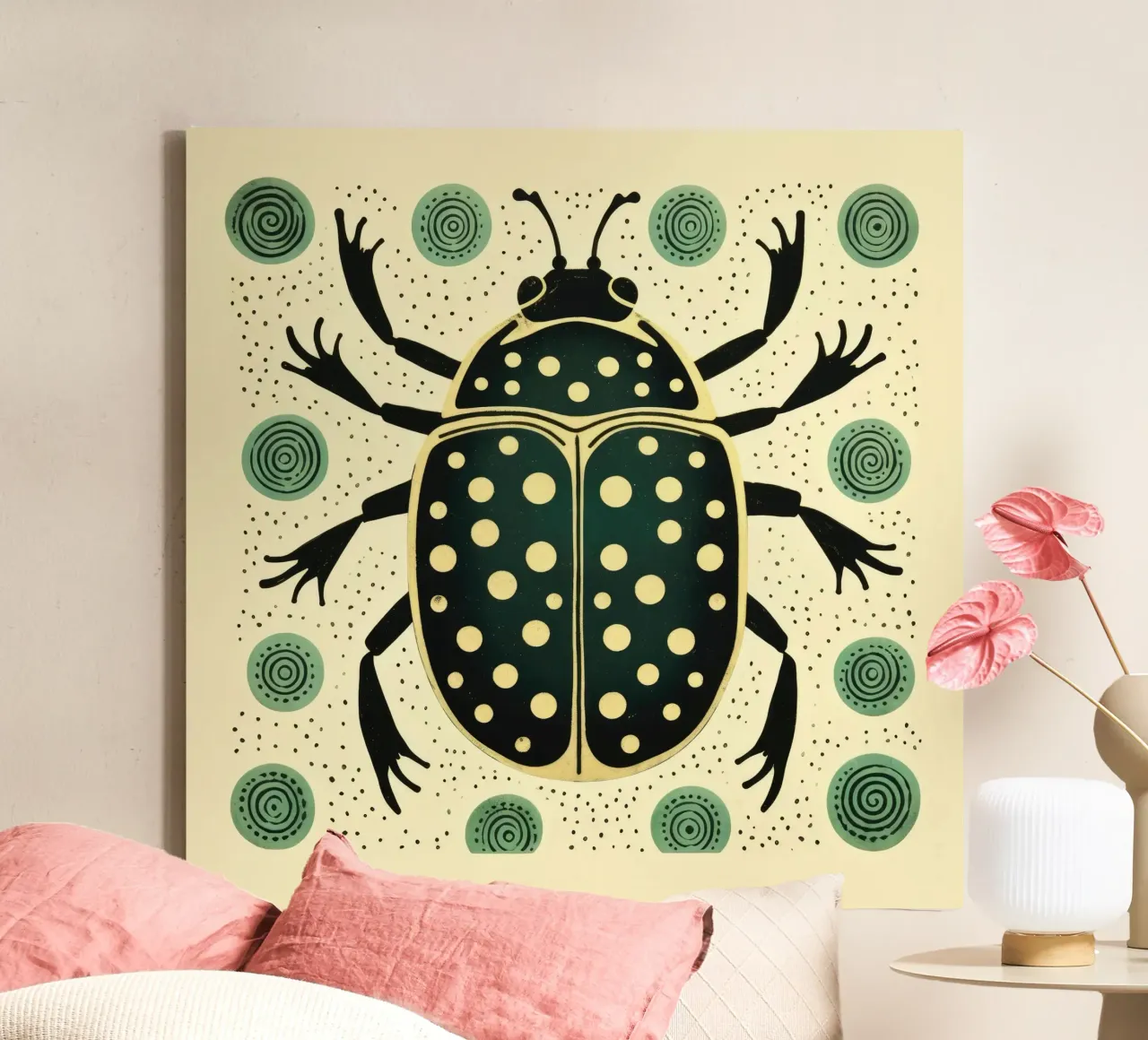 Grüner Käfer 1 Leinwand von Minimal Animal Art