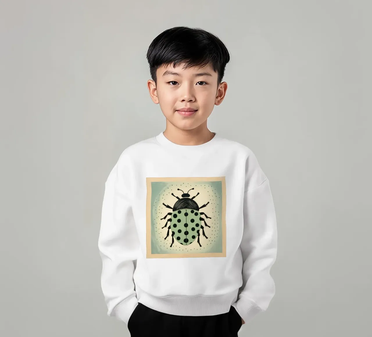 Scarabeo Verde 2 felpa bambino da Minimal Animal Art