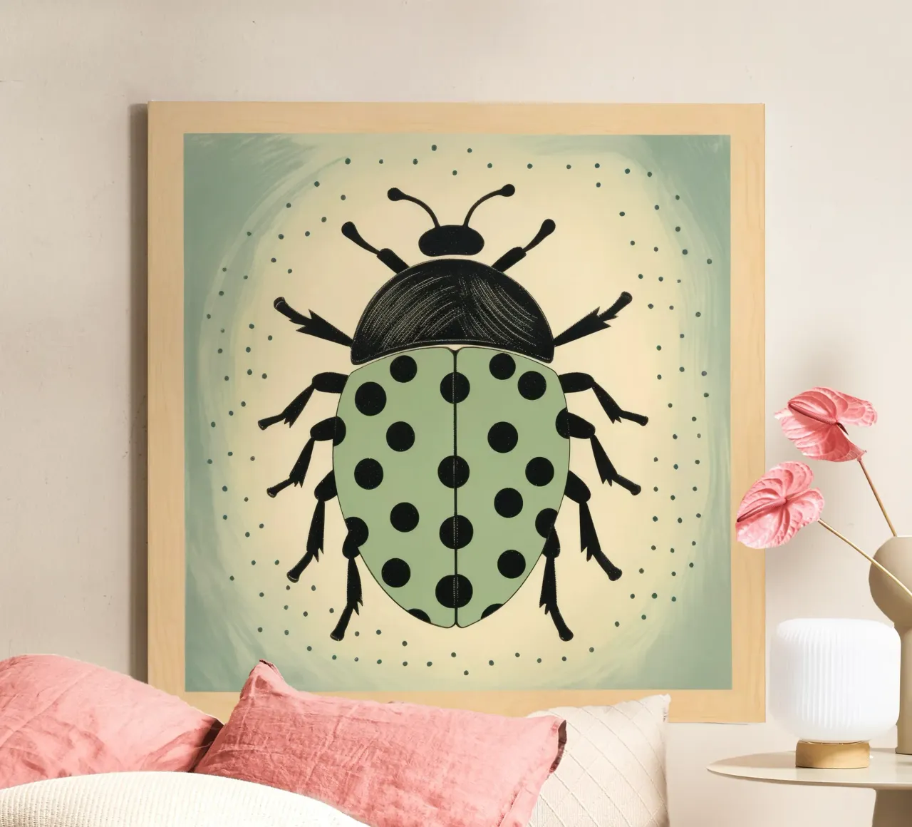Green Beetle 2 canvas by Minimal Animal Art