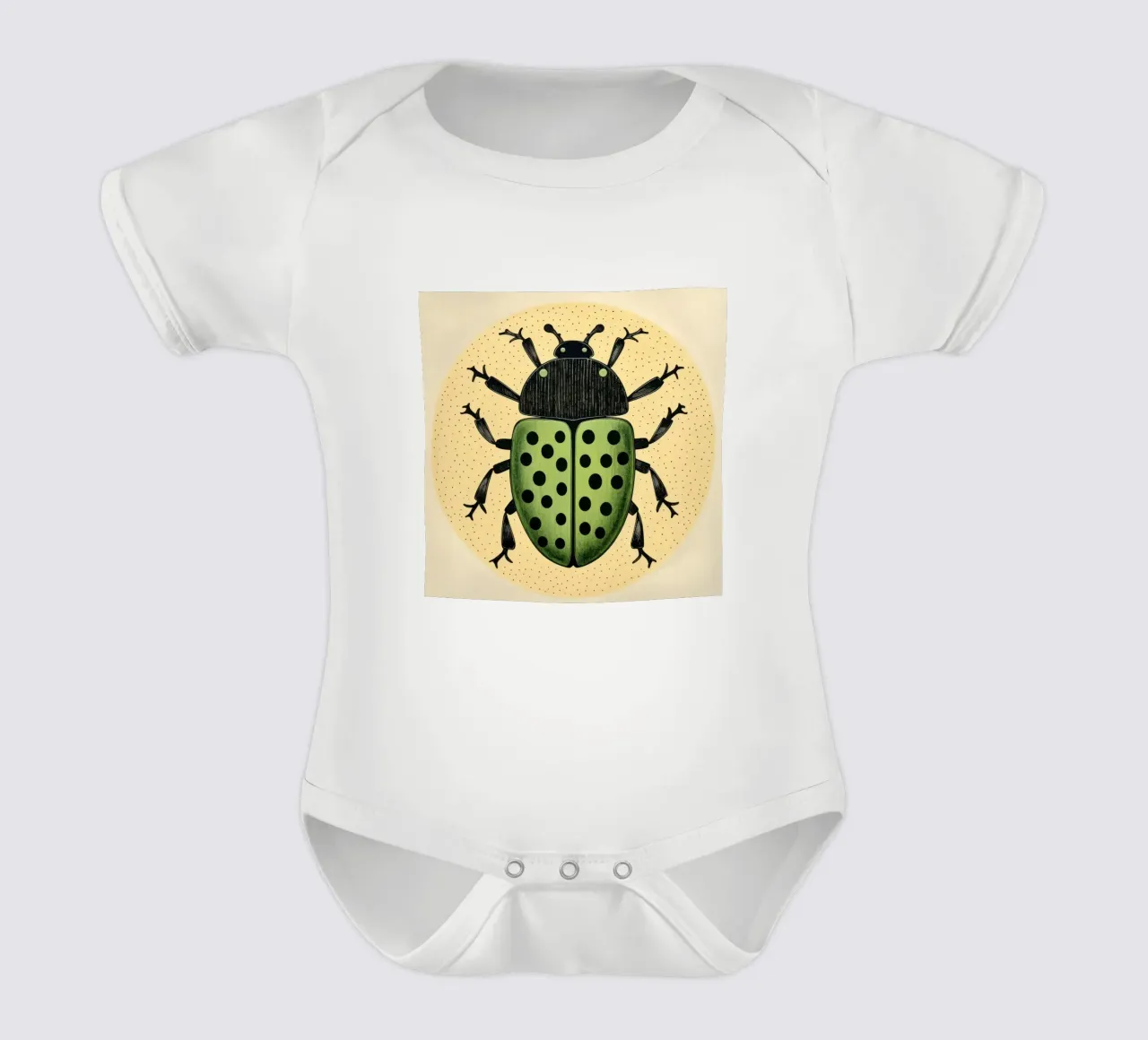 Scarafaggio verde body neonato maniche corte da Minimal Animal Art