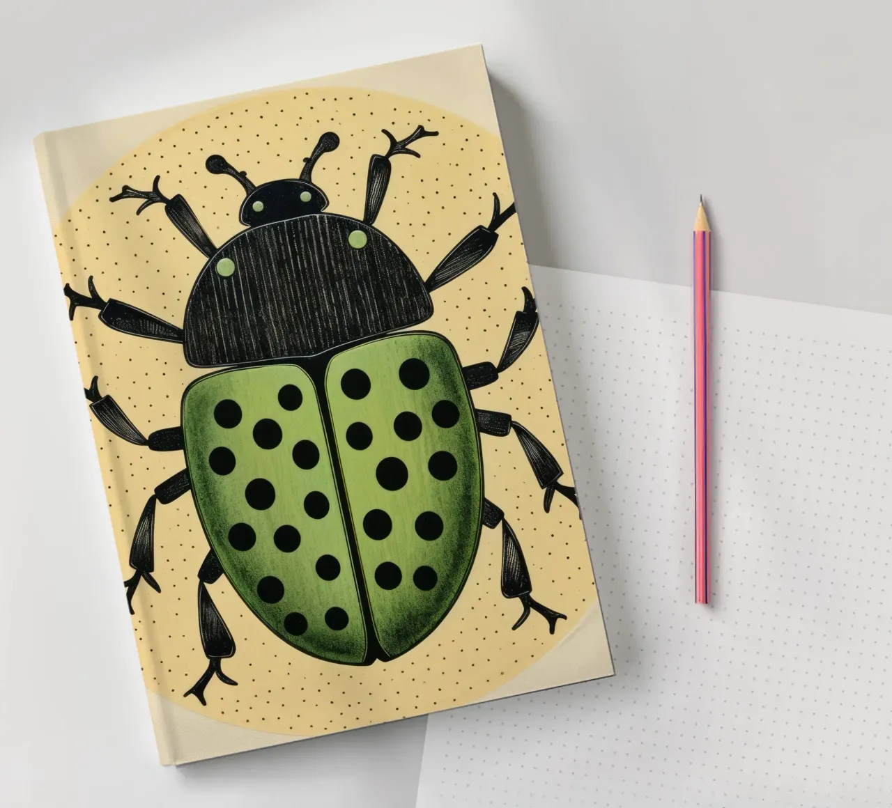 Green Beetle 3 notebook by Minimal Animal Art