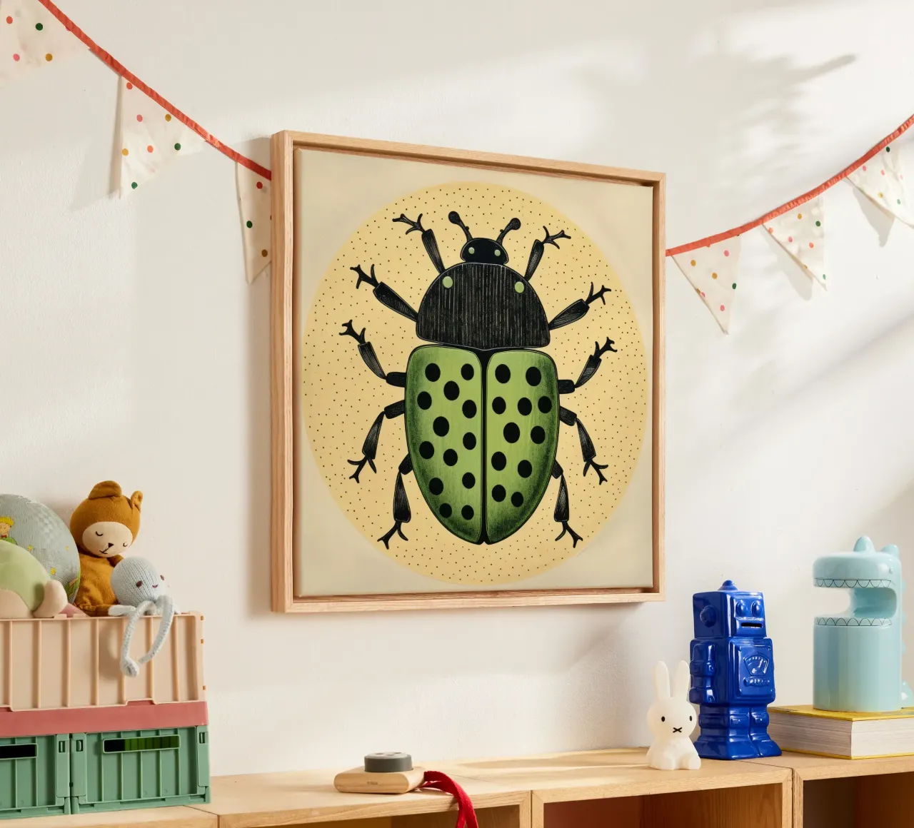 Grüner Käfer 3 Leinwand von Minimal Animal Art