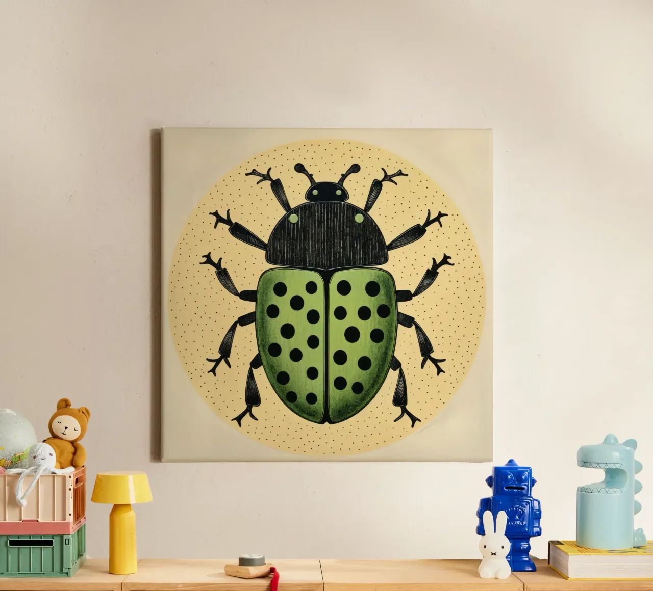 Grüner Käfer 3 Leinwand von Minimal Animal Art