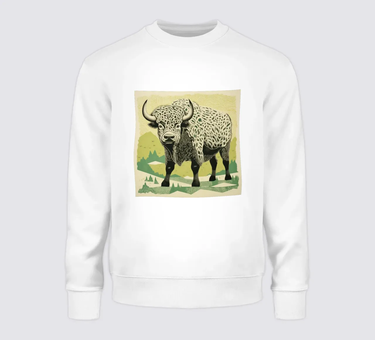 Bisonte verde 1 felpa da Minimal Animal Art