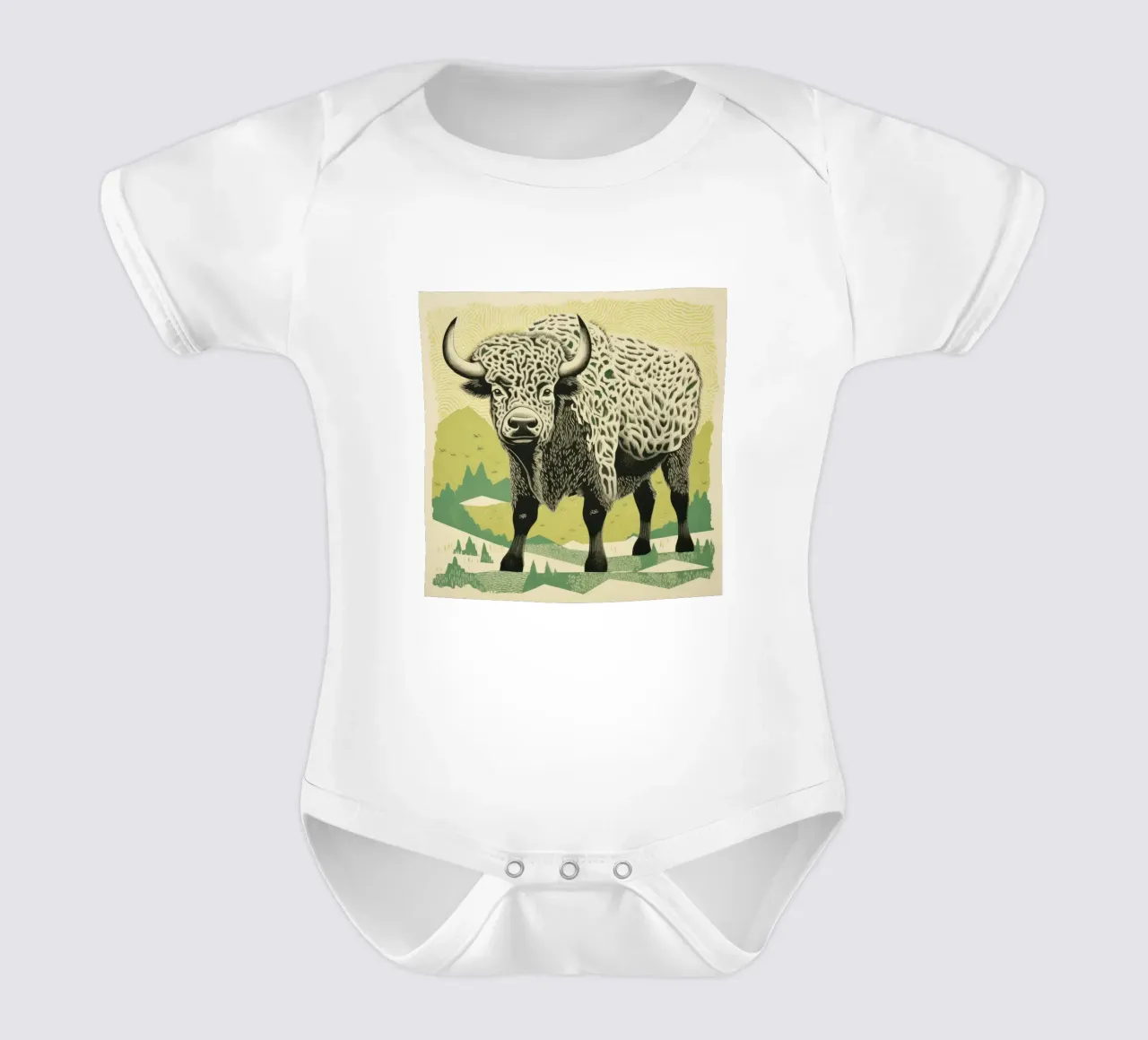 Bisonte verde 1 body neonato maniche corte da Minimal Animal Art