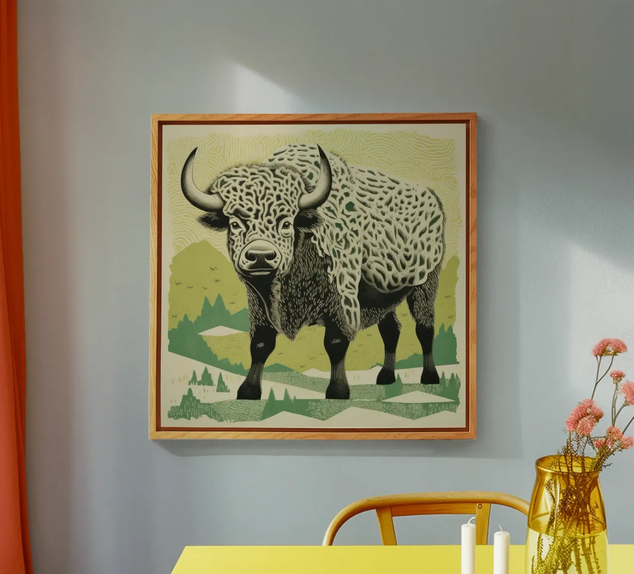 Bison vert plexiglas de Minimal Animal Art