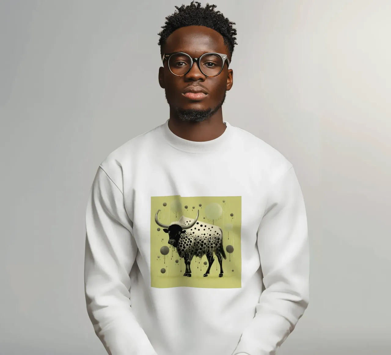 Bisonte verde 2 felpa da Minimal Animal Art
