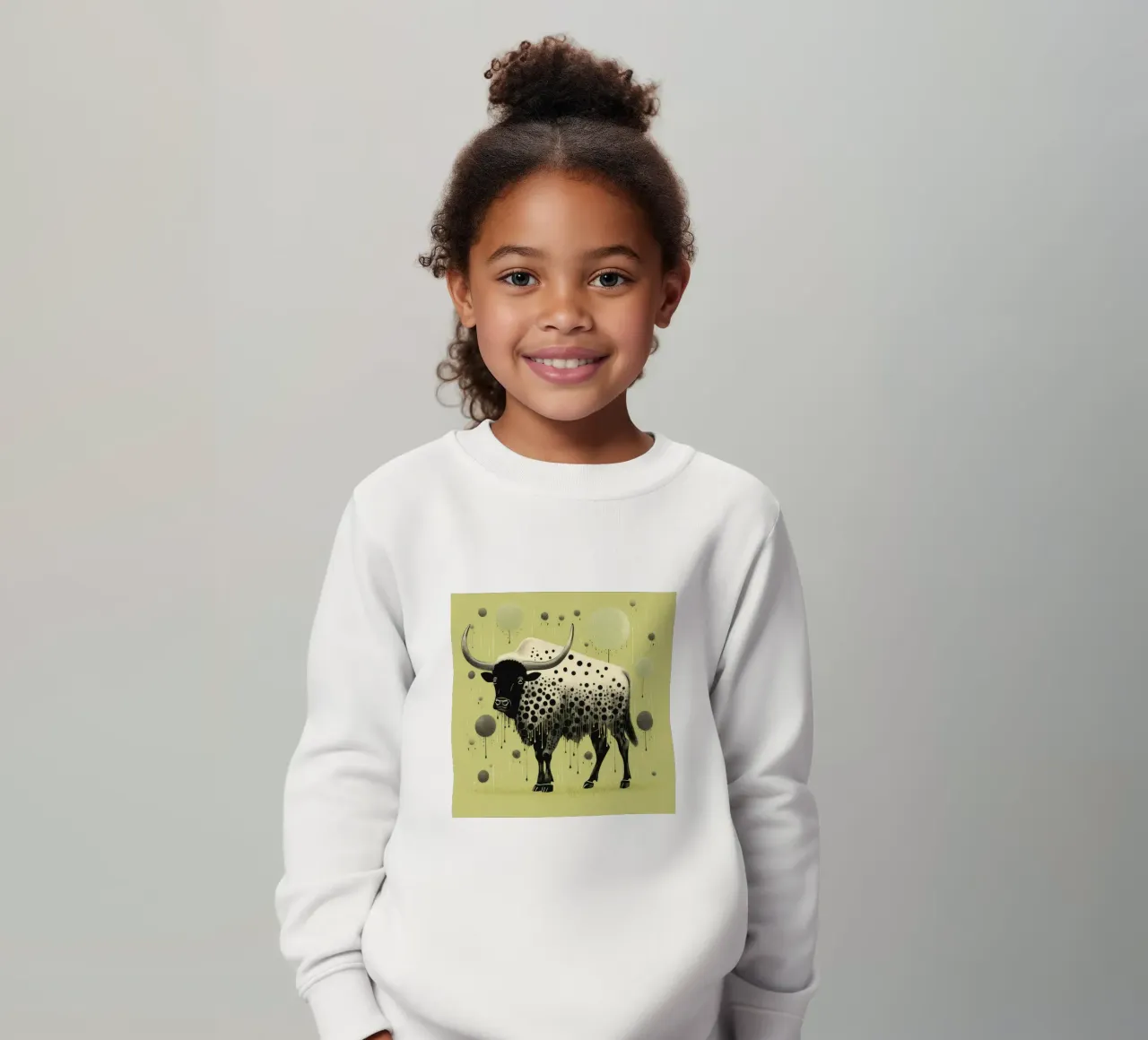 Bisonte verde 2 felpa bambino da Minimal Animal Art