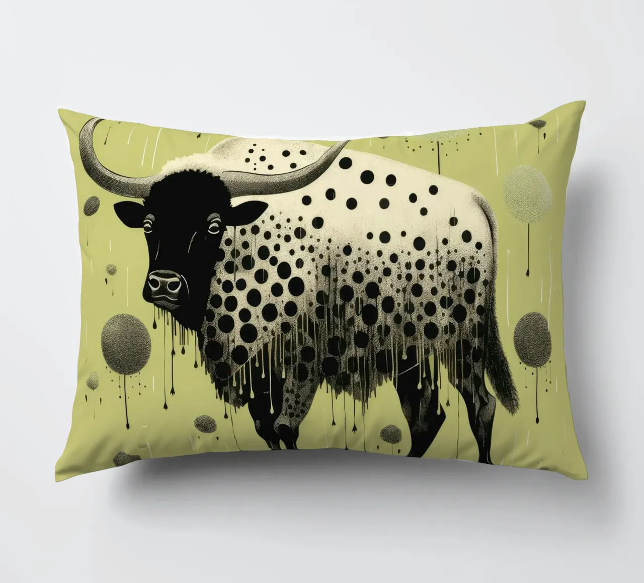 Bisonte verde 2 cuscino da Minimal Animal Art