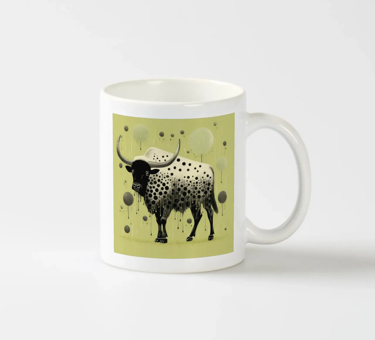 Bisonte verde 2 tazza in ceramica da Minimal Animal Art