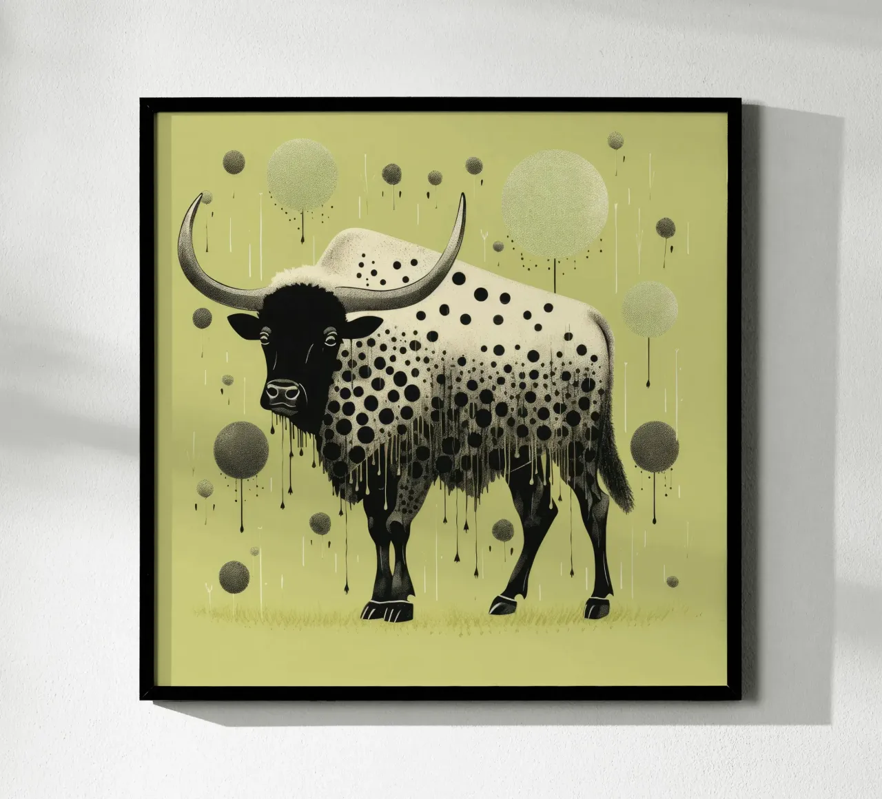 Bisonte verde 2 carta hahnemühle da Minimal Animal Art