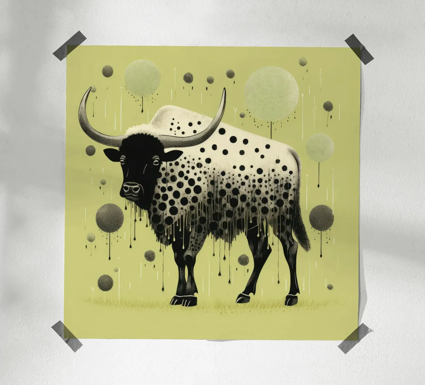 Bisonte verde poster da Minimal Animal Art