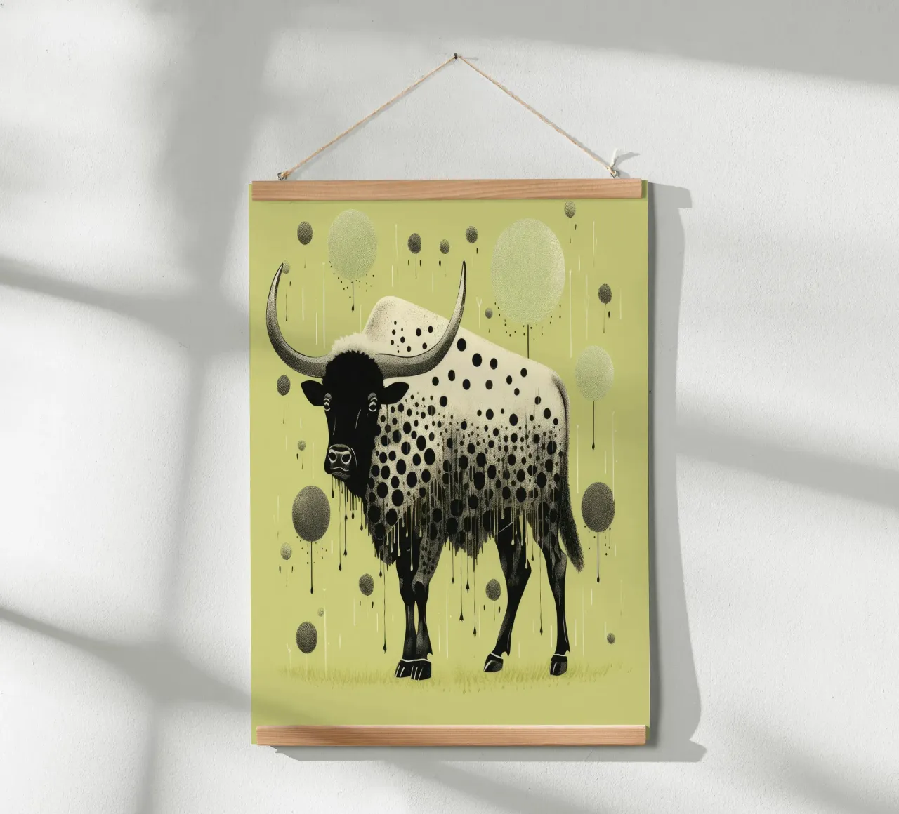 Bisonte verde 2 carta hahnemühle da Minimal Animal Art