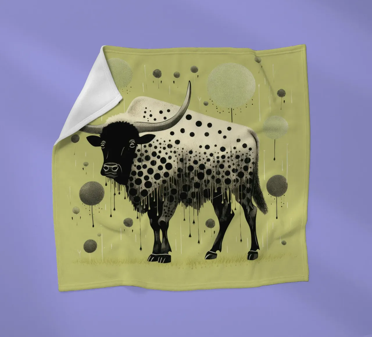 Bisonte verde 2 coperta in pile da Minimal Animal Art