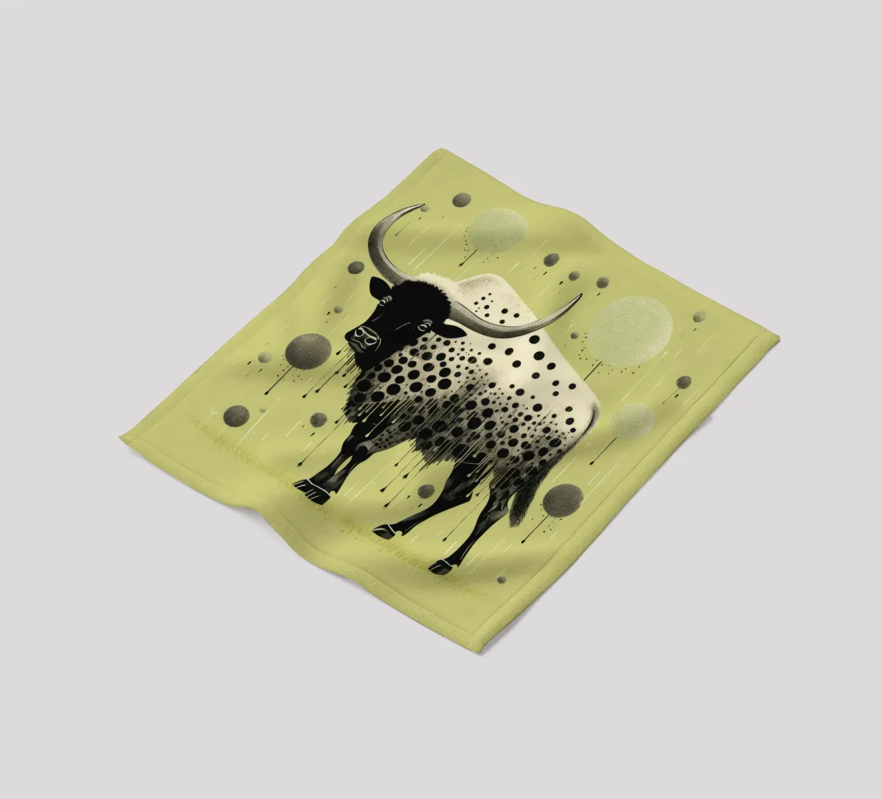 Bisonte verde 2 coperta in pile da Minimal Animal Art