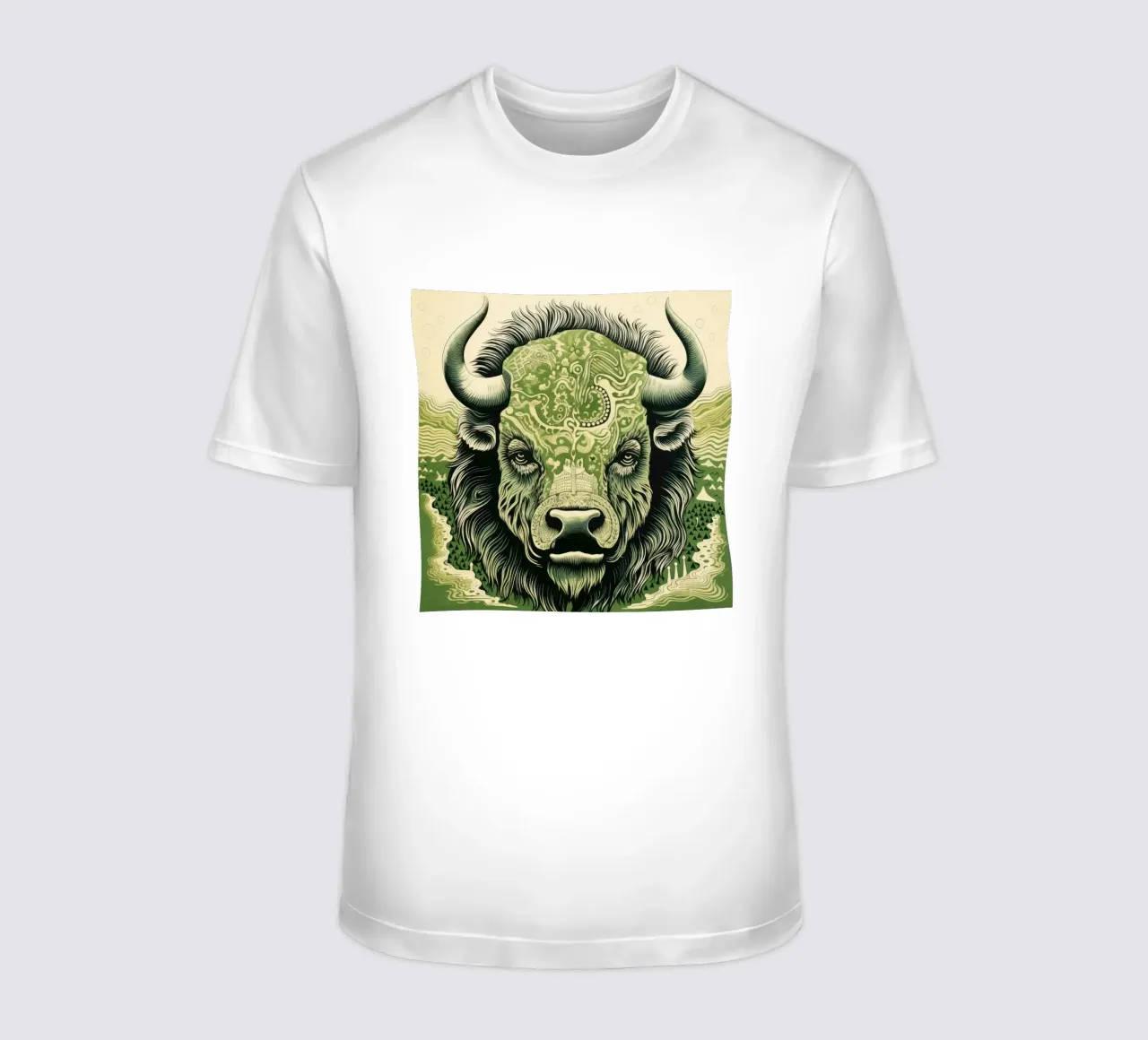 Bisonte verde 3 t-shirt da Minimal Animal Art