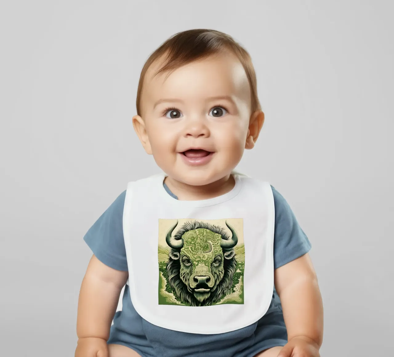 Bisonte verde bavaglino da Minimal Animal Art