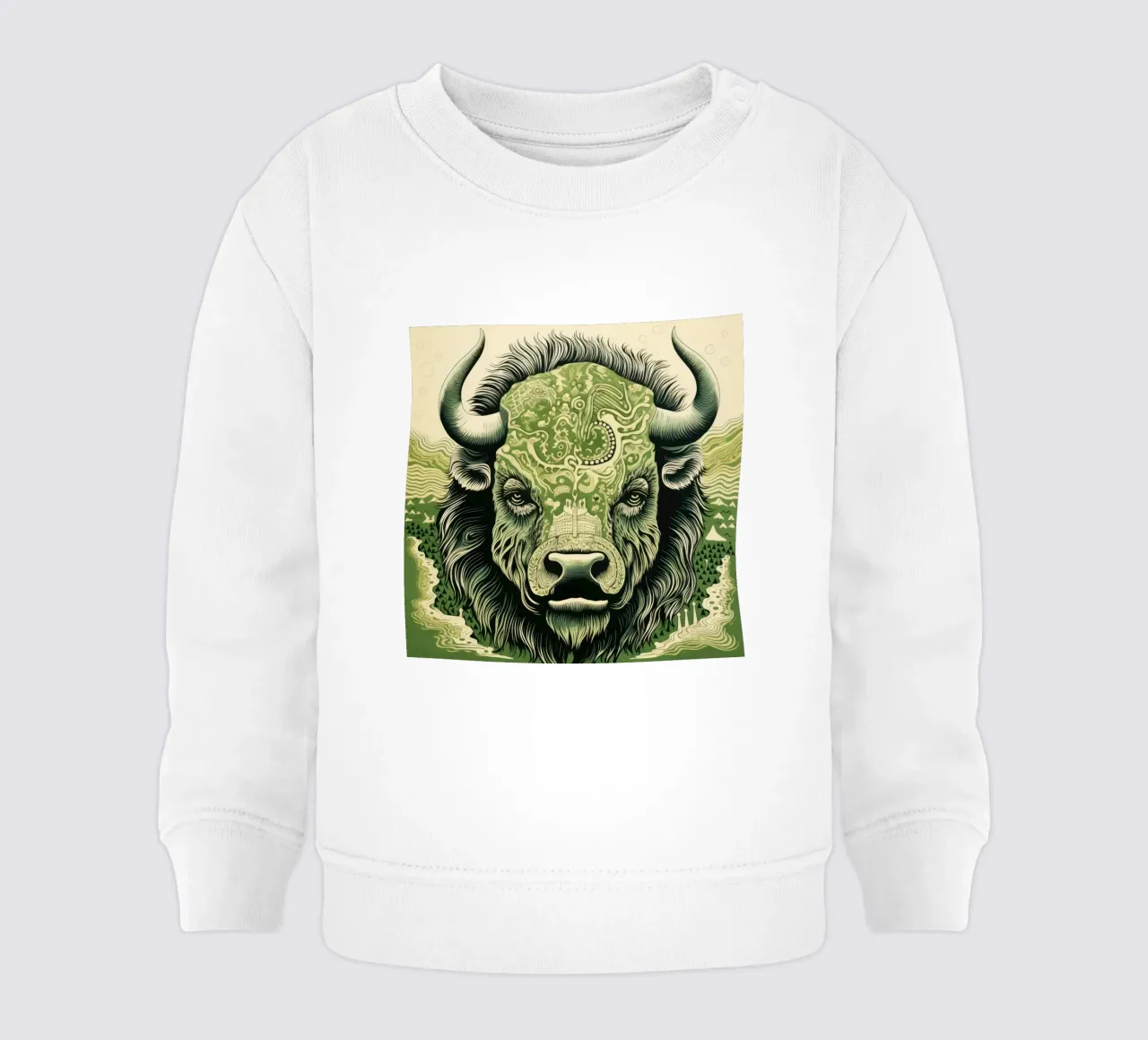 Bisonte verde 3 felpa neonato da Minimal Animal Art