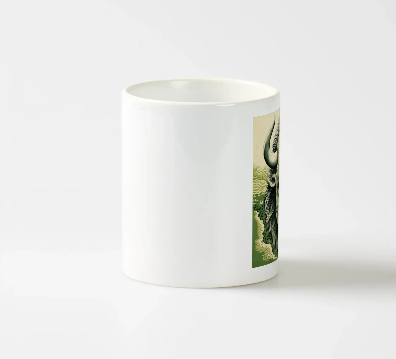 Bisonte verde 3 tazza in ceramica da Minimal Animal Art