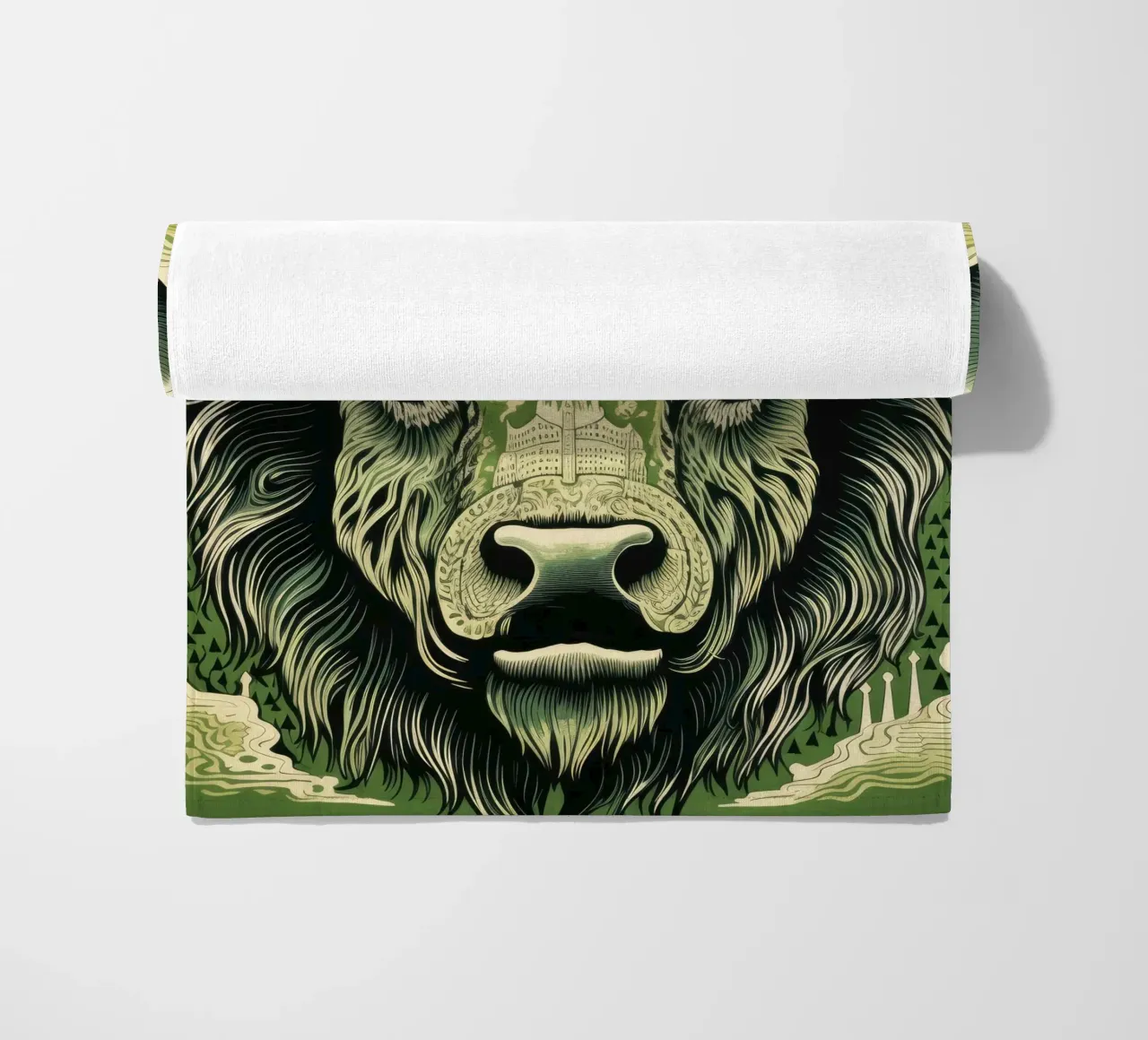 Bisonte verde 3 telo mare da Minimal Animal Art