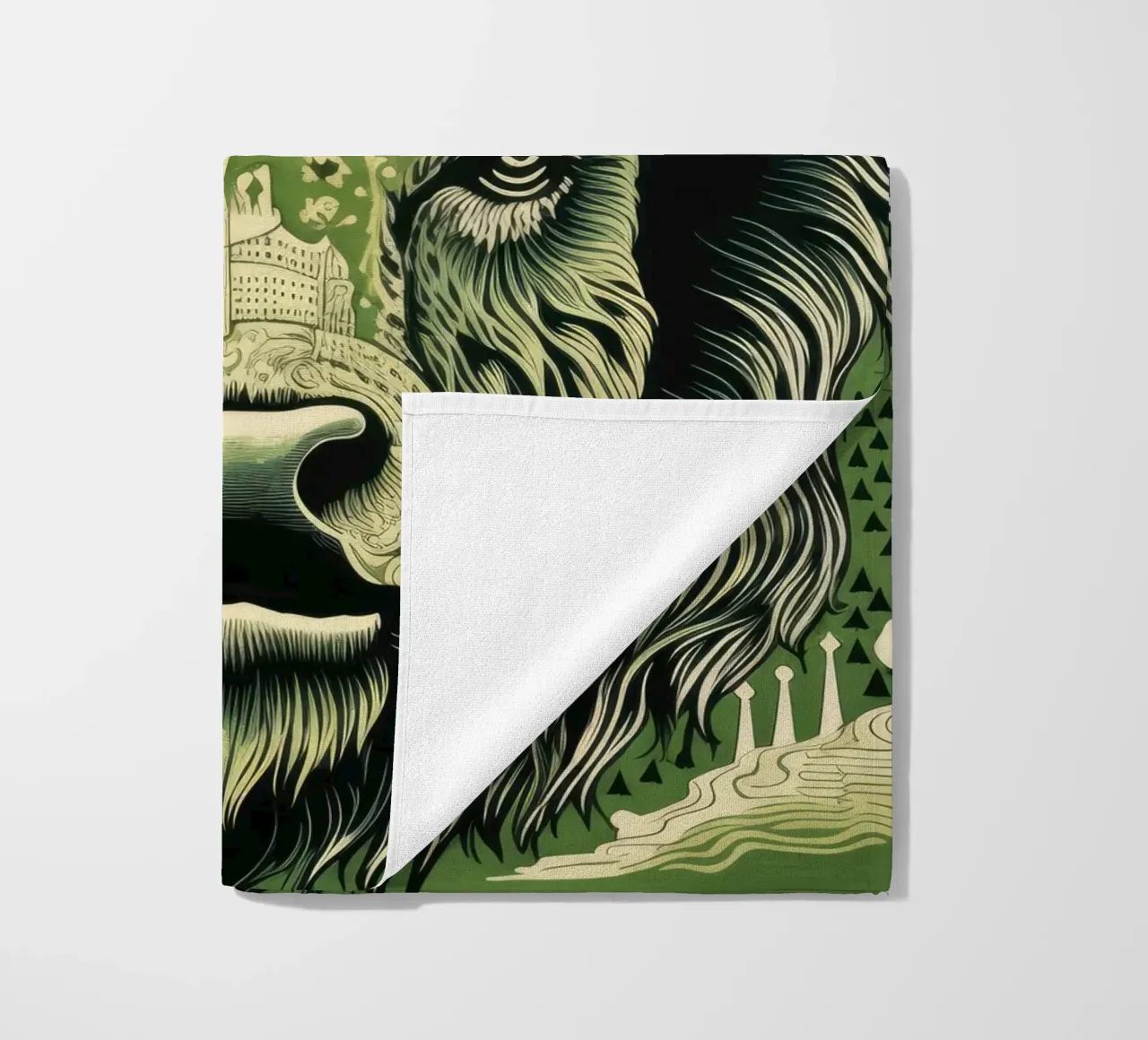 Bisonte verde 3 telo mare da Minimal Animal Art