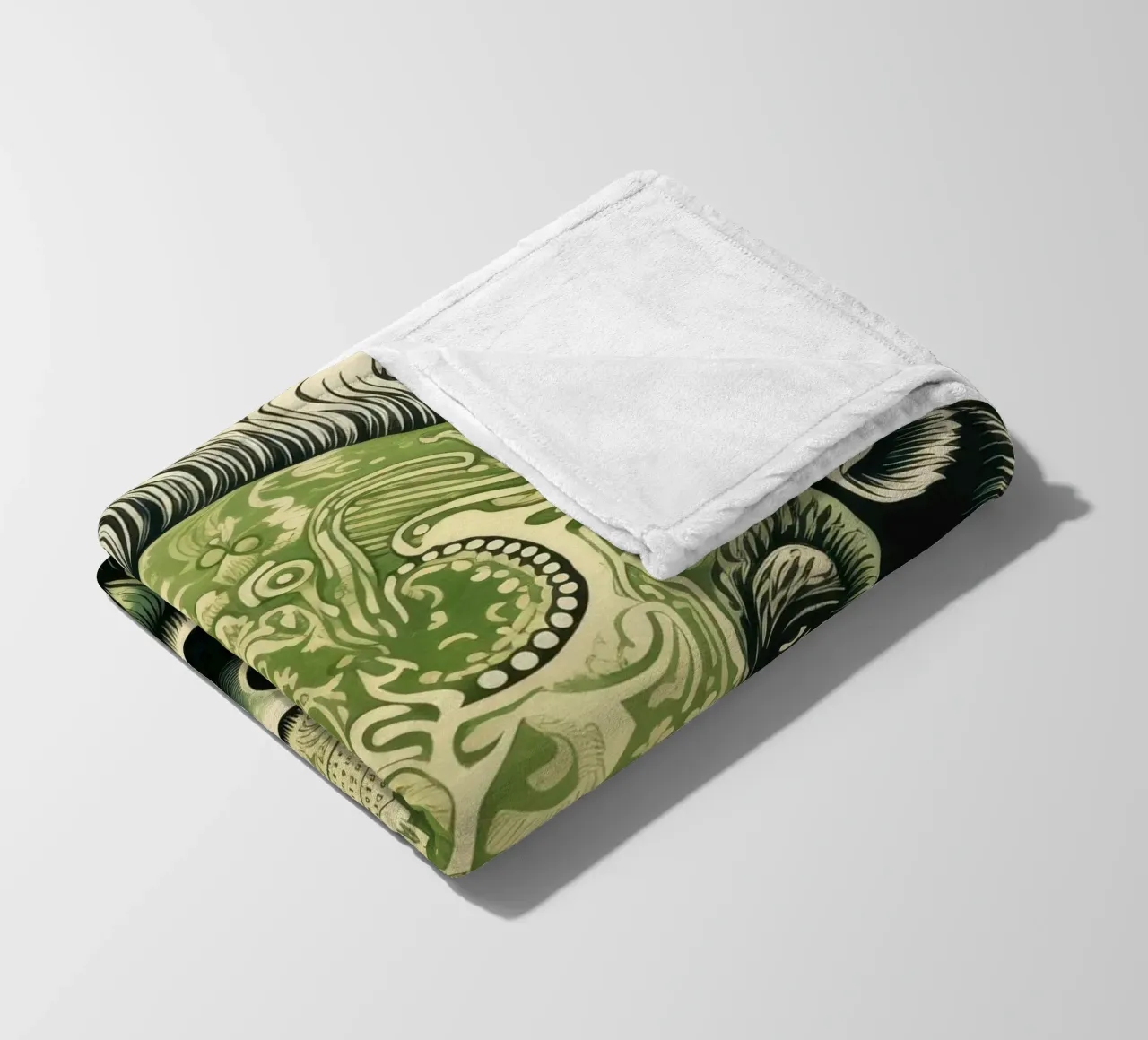 Bisonte verde 3 coperta in pile da Minimal Animal Art