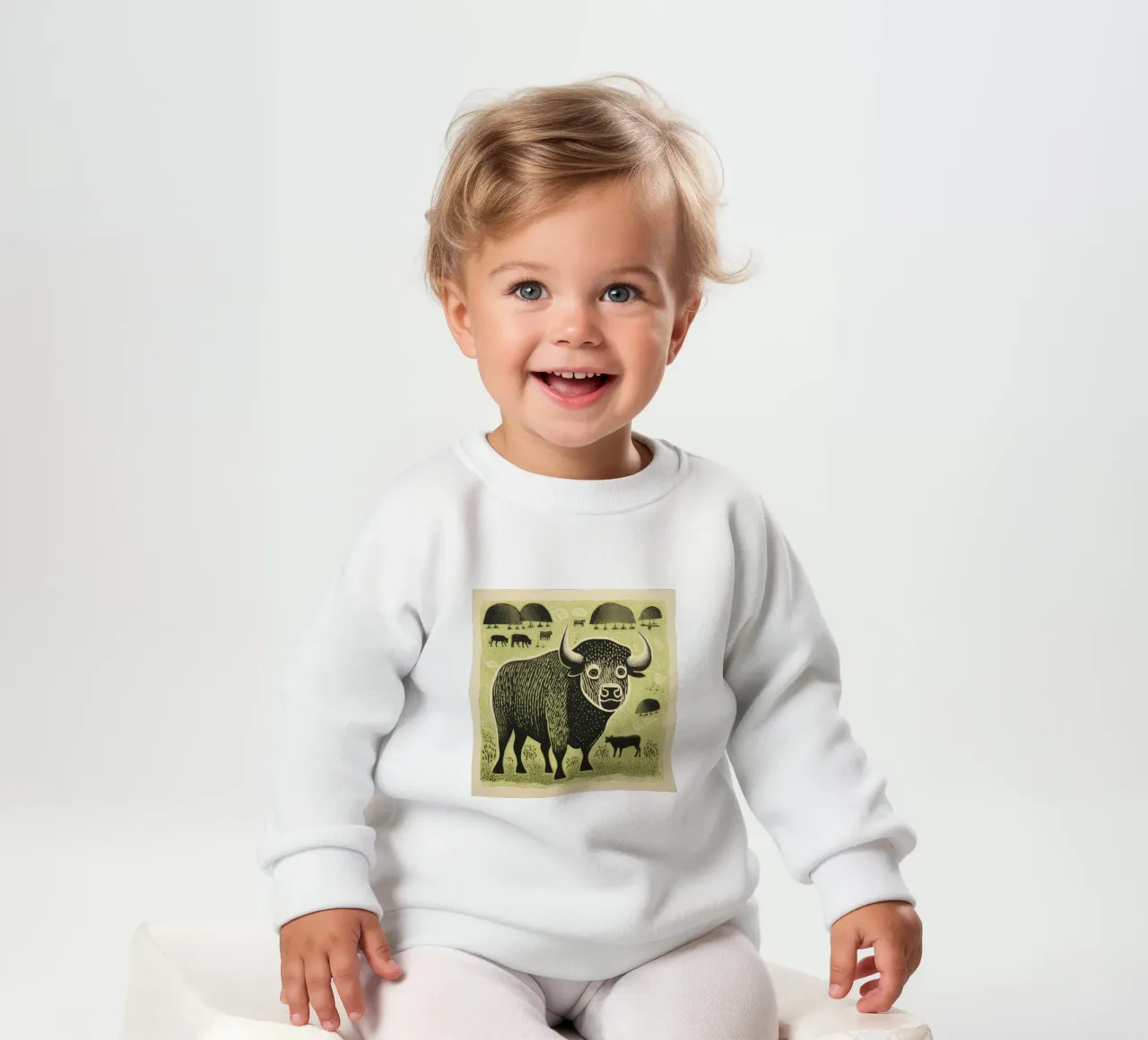 Bisonte verde felpa neonato da Minimal Animal Art