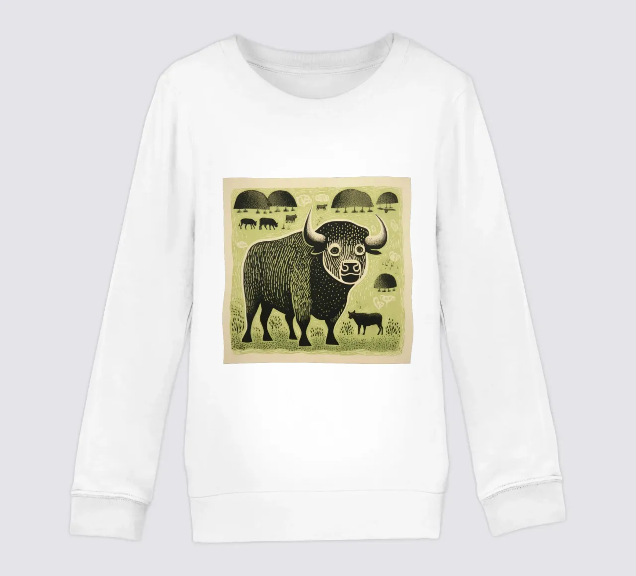 Bisonte verde 4 felpa bambino da Minimal Animal Art