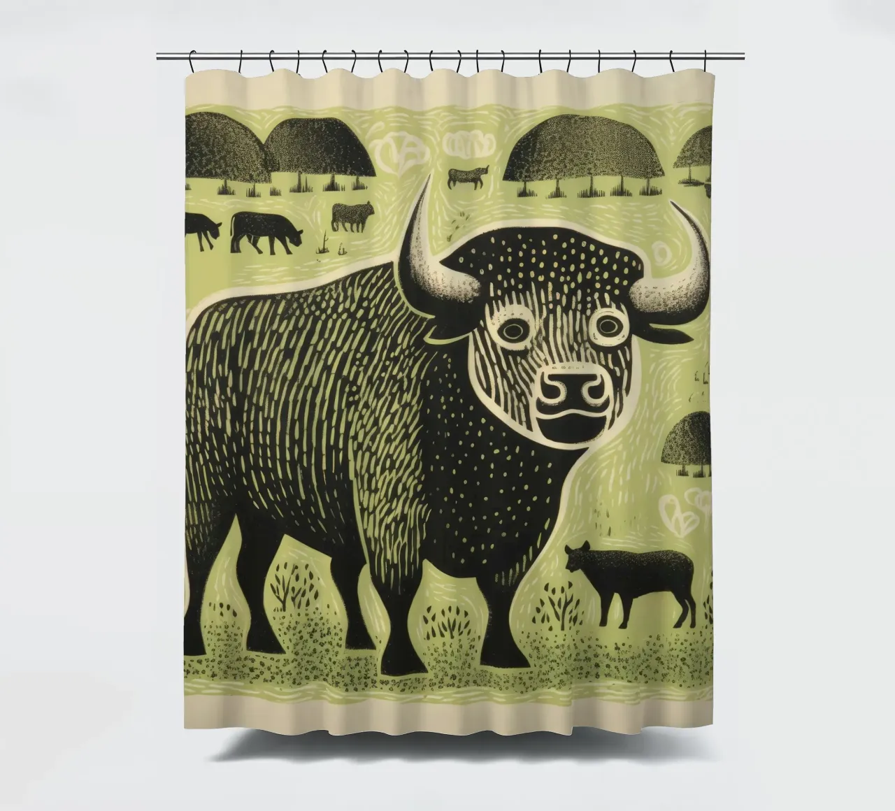 Bisonte verde 4 tenda da doccia da Minimal Animal Art