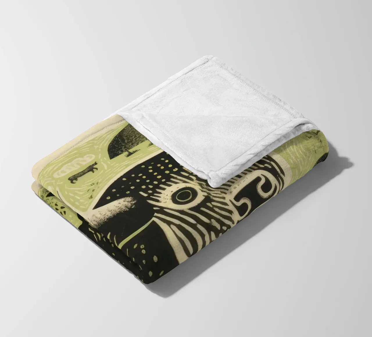 Bisonte verde 4 coperta in pile da Minimal Animal Art