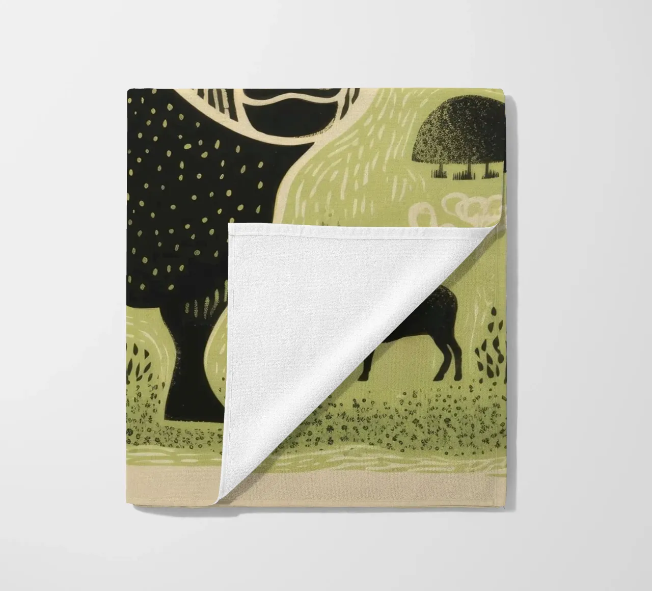 Bisonte verde 4 telo mare da Minimal Animal Art