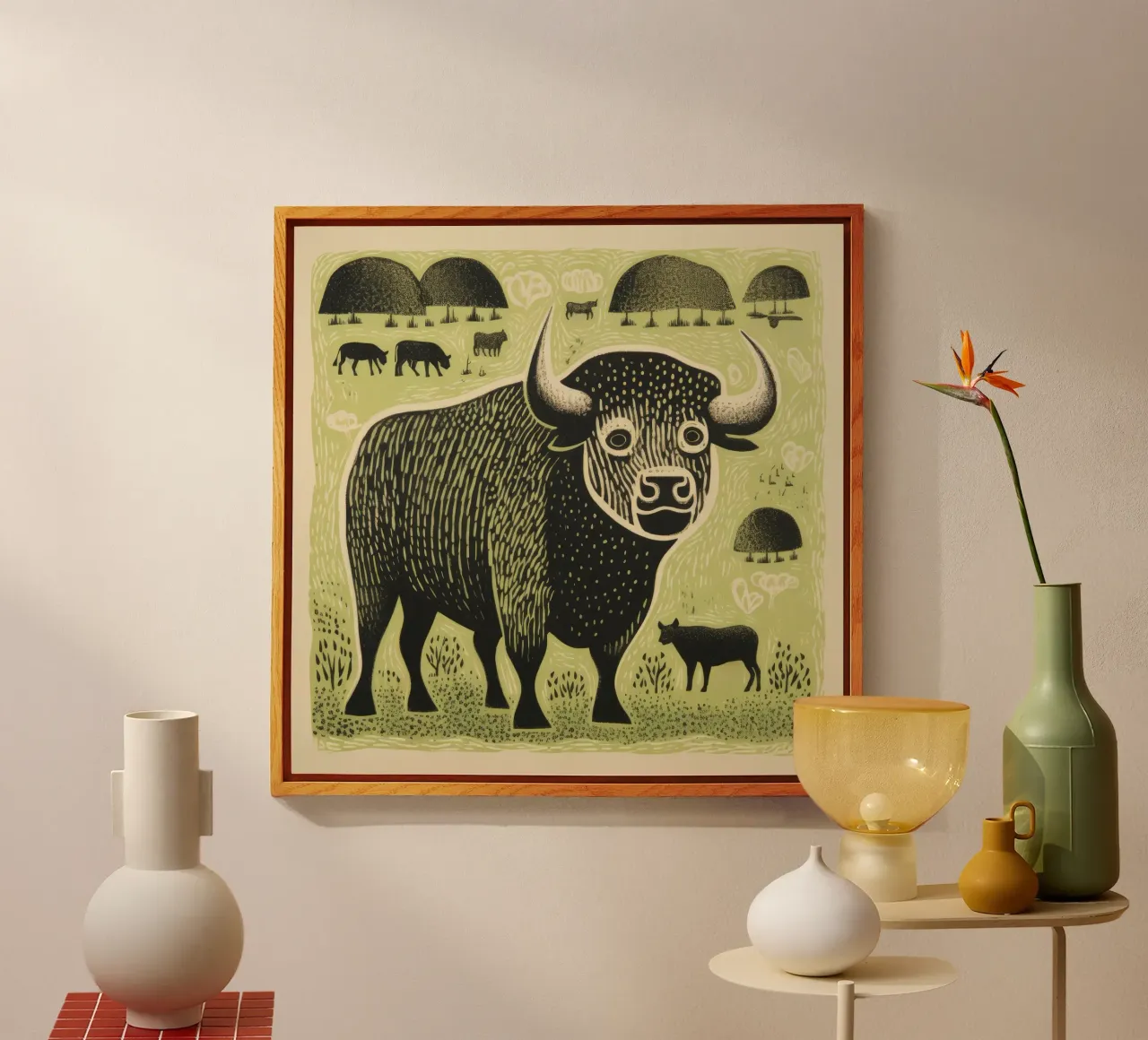 Bisonte verde plexiglass da Minimal Animal Art