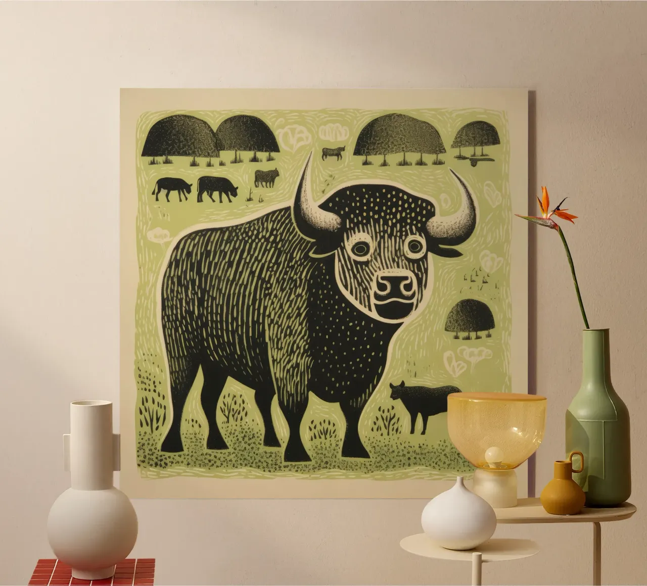Bisonte verde 4 plexiglass da Minimal Animal Art
