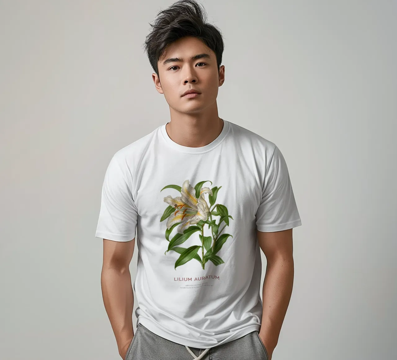 Goldstrahlige Lilie oder Lilium Auratum T-Shirt von Vintagrafica
