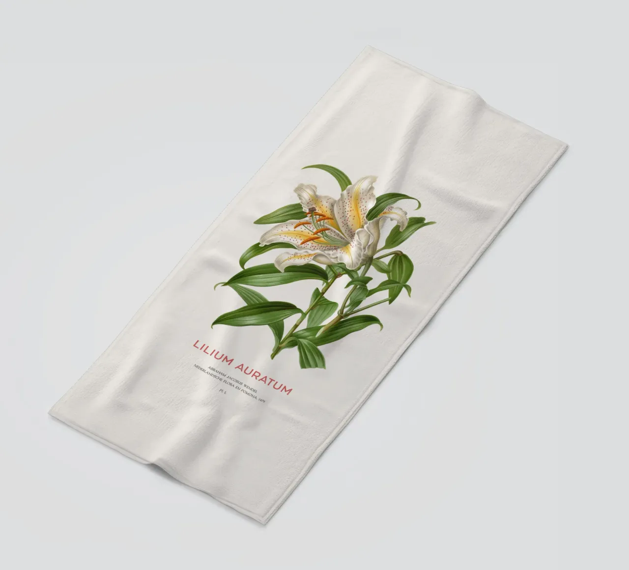 Goldstrahlige Lilie oder Lilium Auratum Strandtuch von Vintagrafica