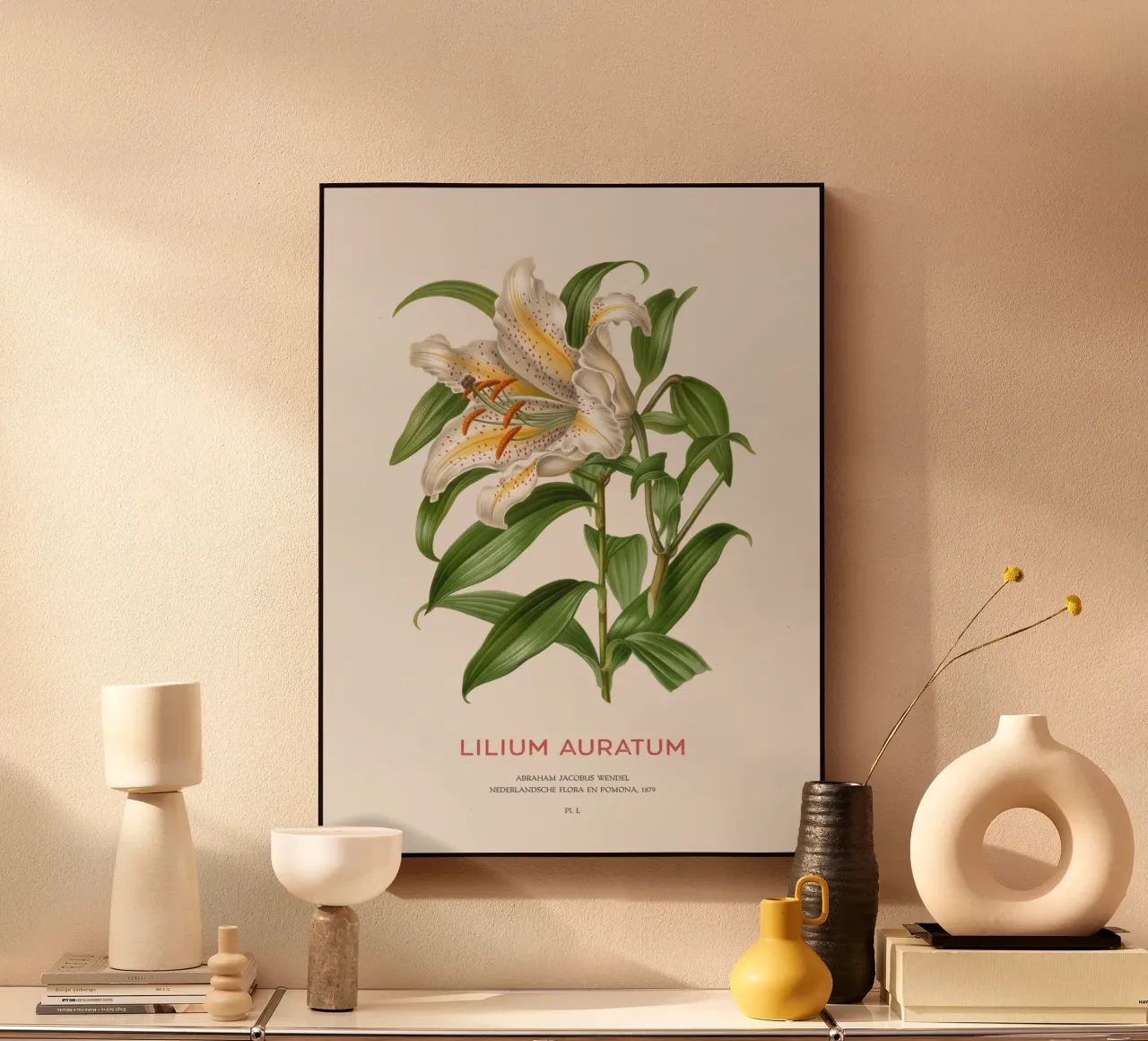 Golden-rayed lily or Lilium Auratum acrylic glass by Vintagrafica