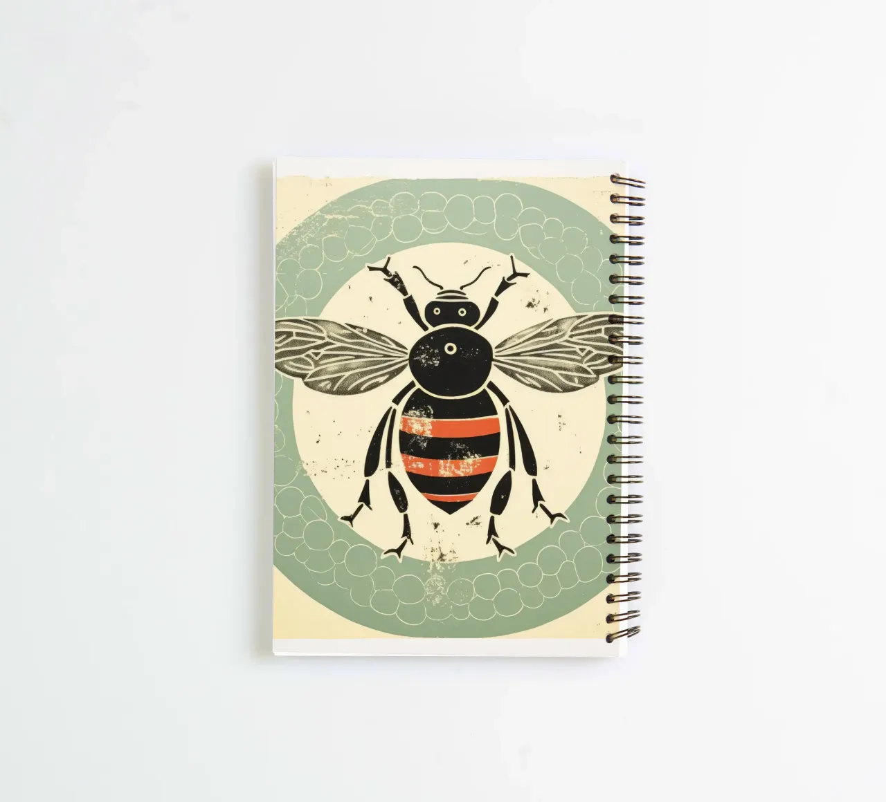 Green Bee Bumblebee 1 spiral notebook by Minimal Animal Art