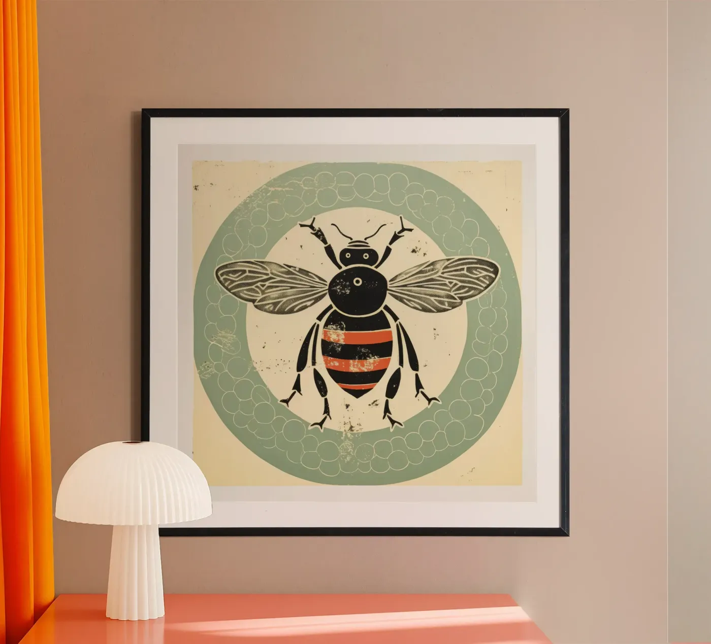 Green Bee Bumblebee poster by Minimal Animal Art