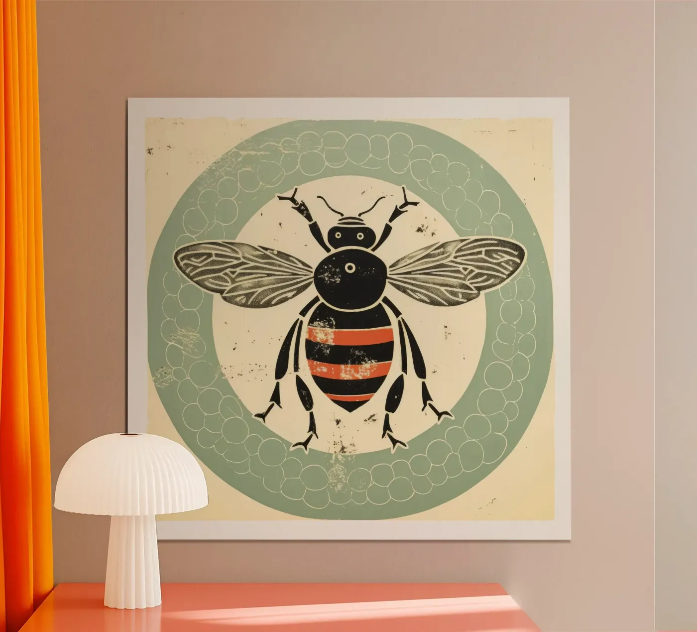 Green Bee Bumblebee poster by Minimal Animal Art