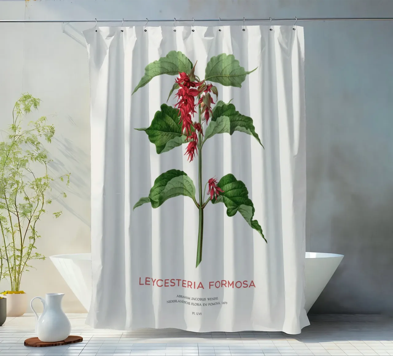 Fasanenbeere oder Leycesteria formosa Duschvorhang von Vintagrafica