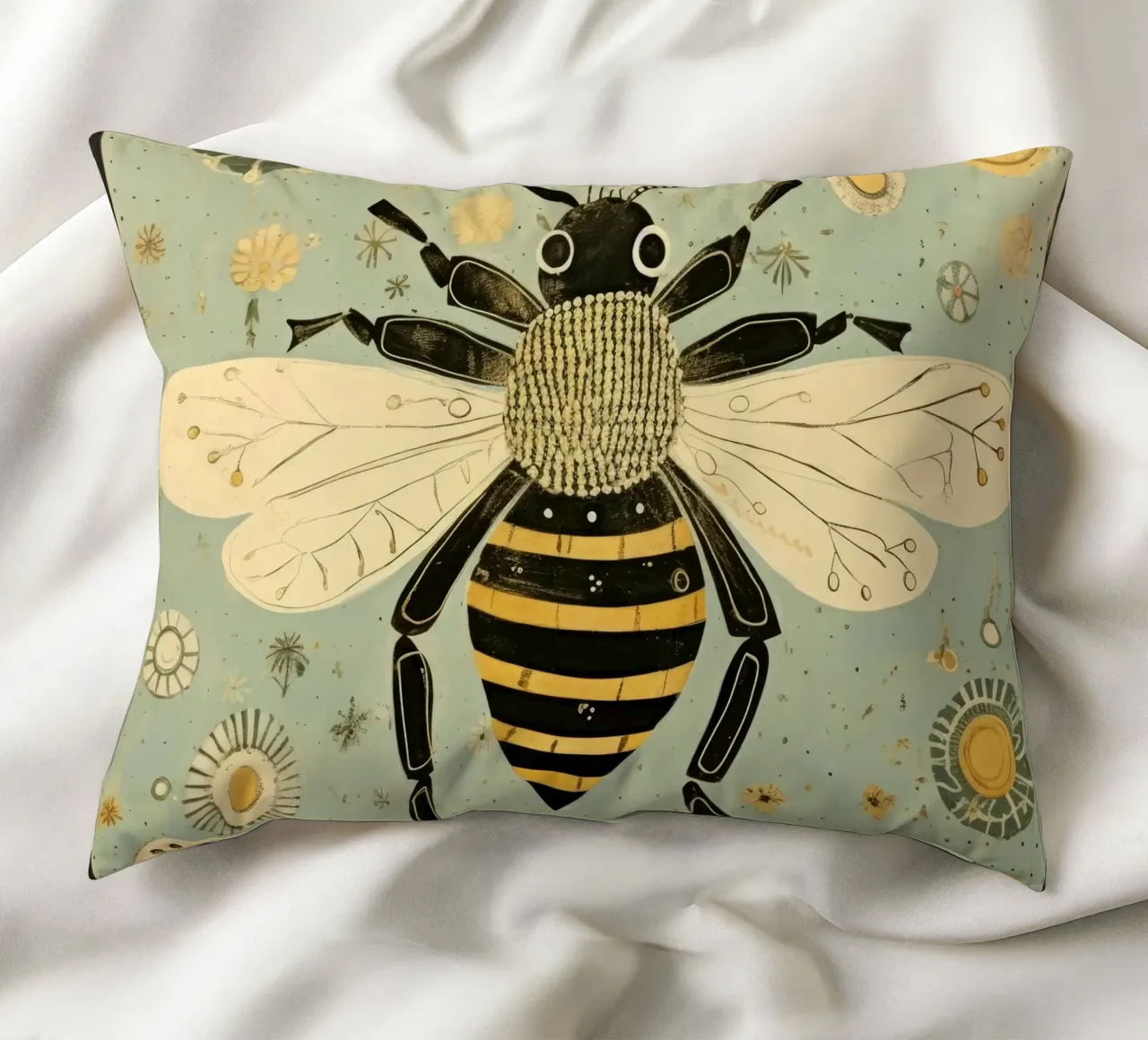 Ape verde Bumblebee 3 cuscino da Minimal Animal Art