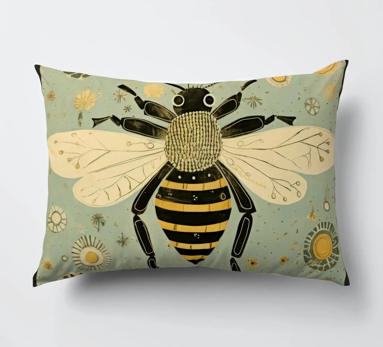 Ape verde Bumblebee 3 cuscino da Minimal Animal Art