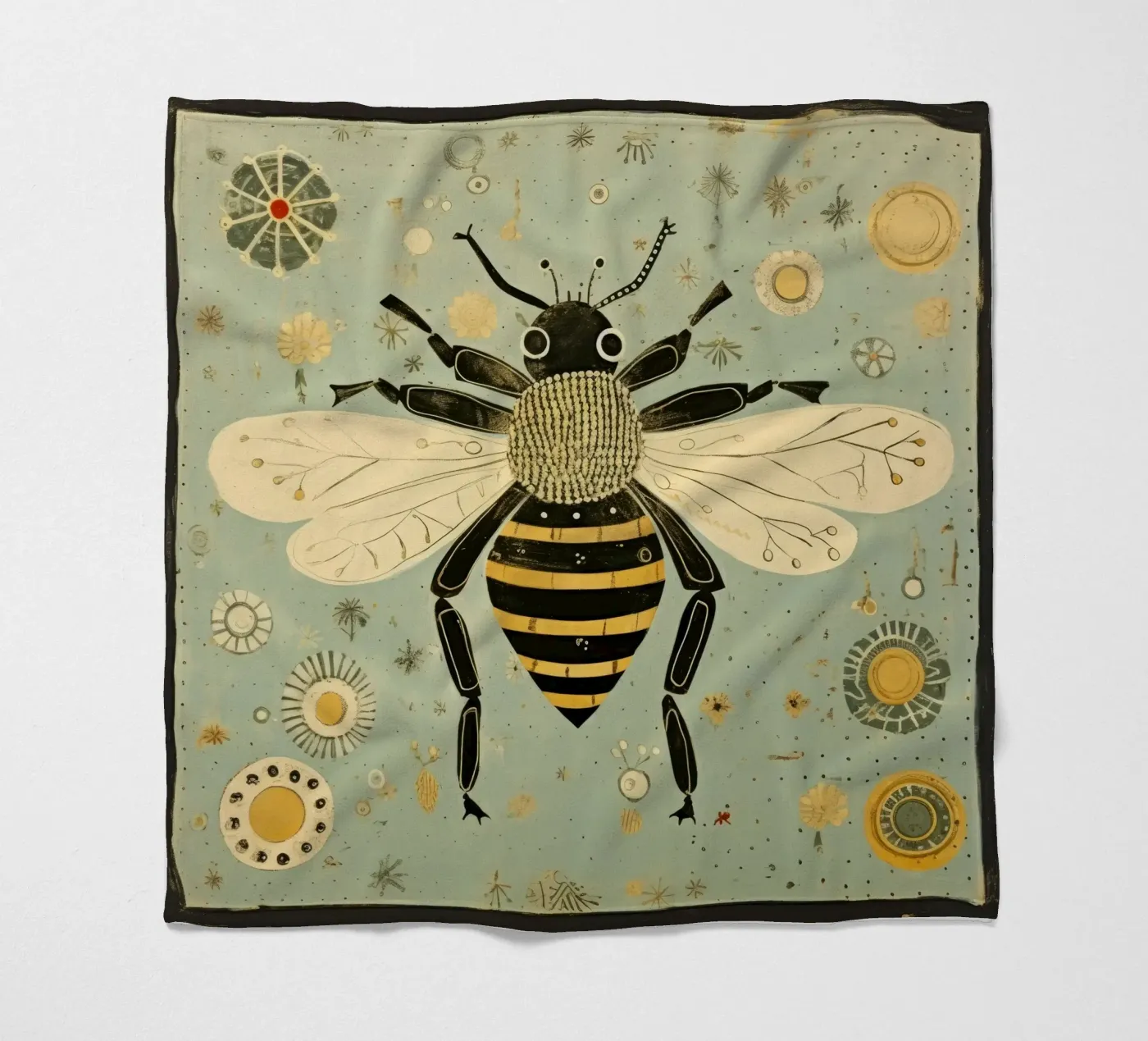 Green Bee Bumblebee fleece blanket by Minimal Animal Art