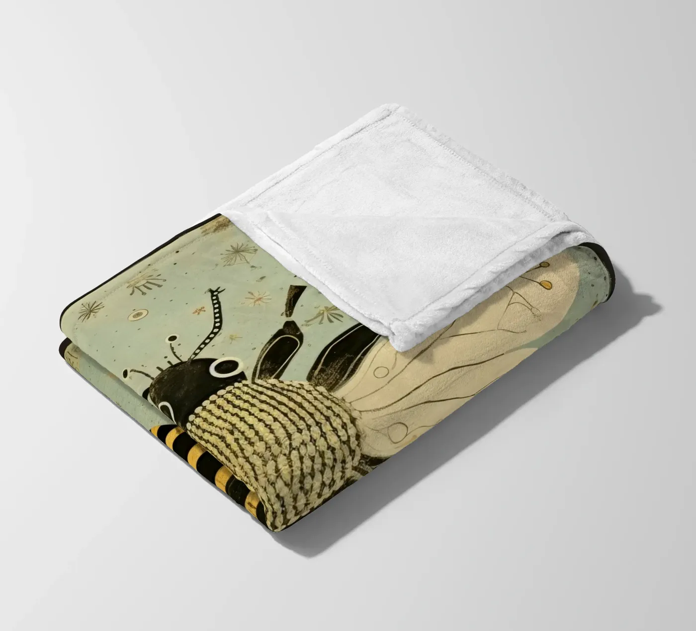 Green Bee Bumblebee fleece blanket by Minimal Animal Art