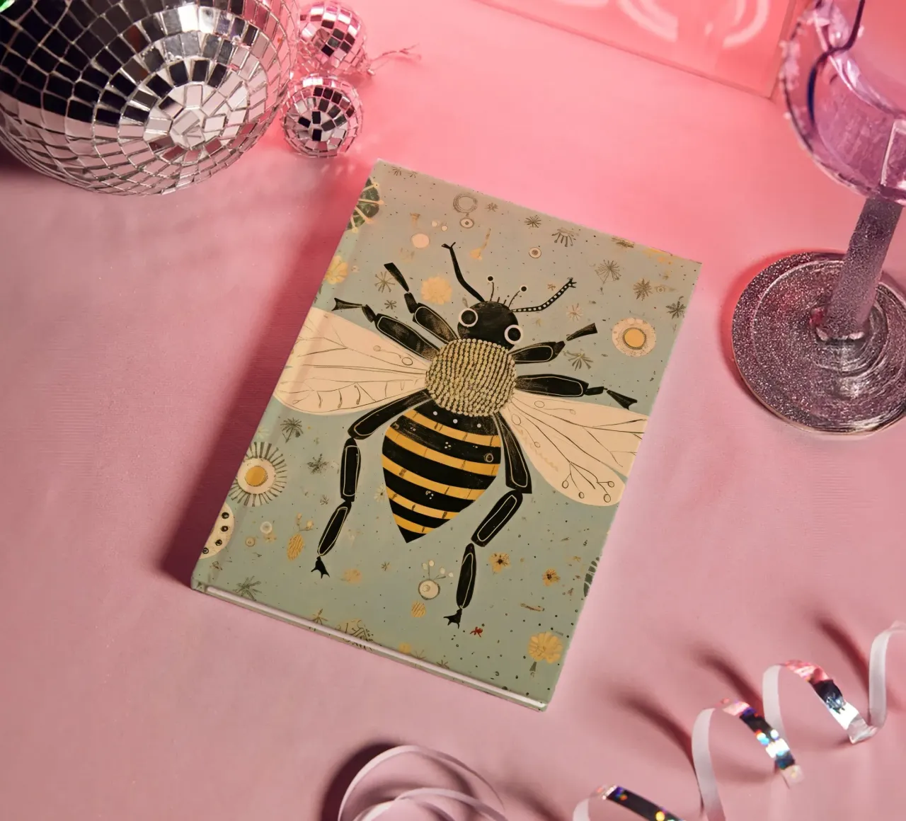 Green Bee Bumblebee 3 notebook by Minimal Animal Art