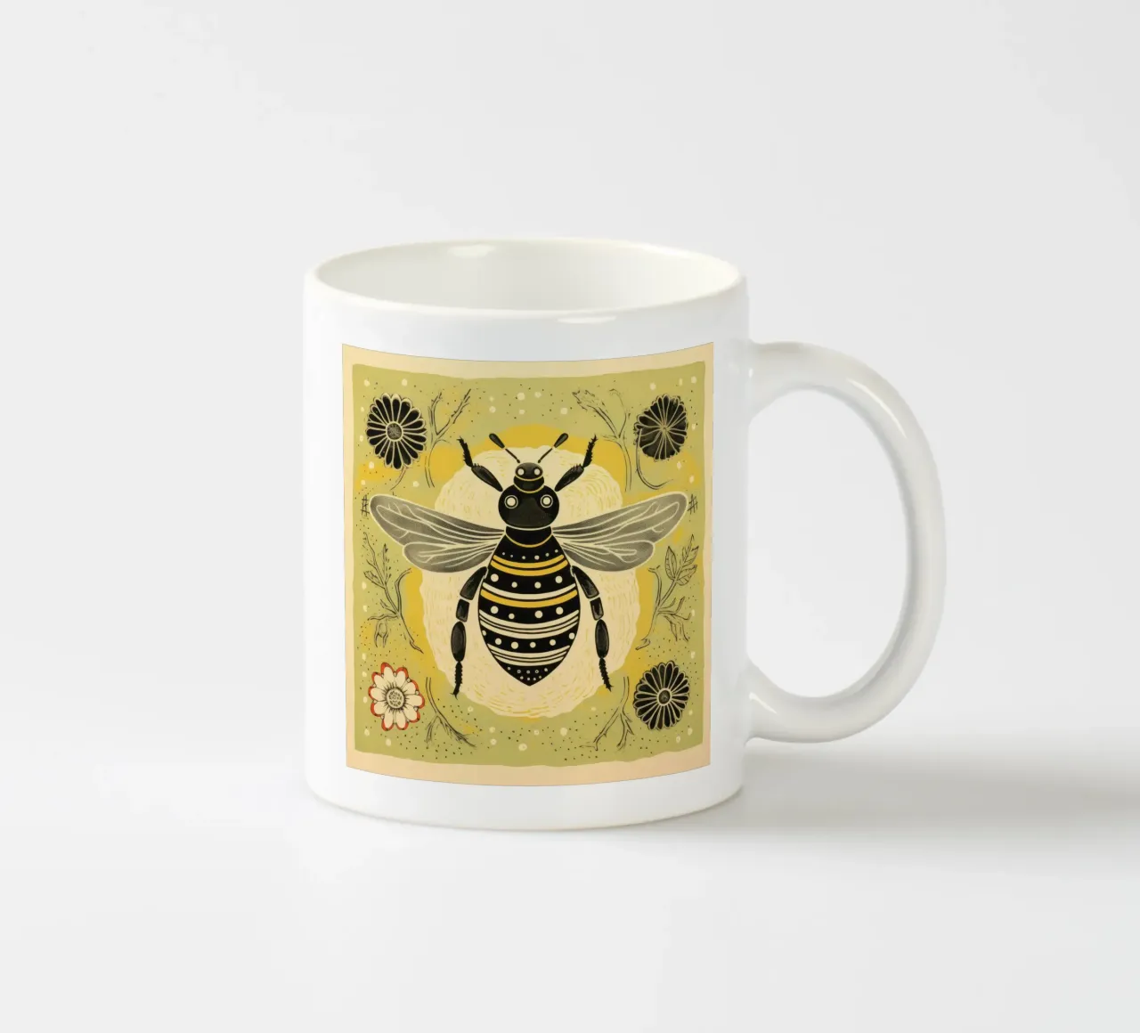 Ape verde Bumblebee 4 tazza in ceramica da Minimal Animal Art